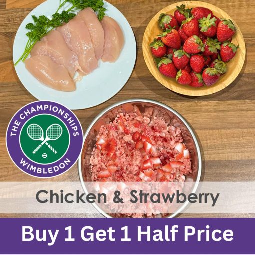 Chicken & Strawberry Raw 1kg - 2x Boxes of 12 - Wimbledon Special