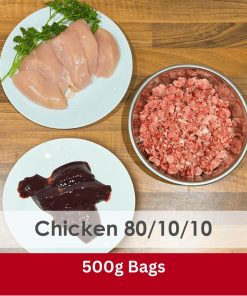 Chicken 80/10/10 Raw 500g Bag - Box of 24