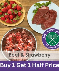Beef & Strawberry (Boneless) Raw 1kg Bag - 2x Boxes of 12 - Wimbledon Special